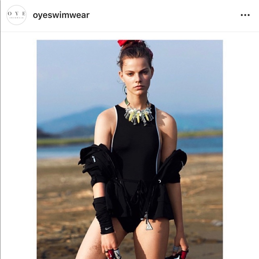 NWOT Black and White Trim One Piece Swimsuit